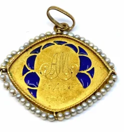 Médaille Vierge émail perles fines