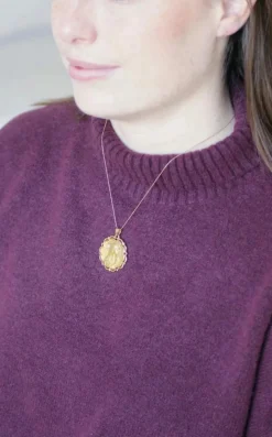 Médaille Vierge Marie Damants Or Jaune