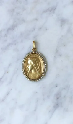 Médaille Vierge or et perles fines