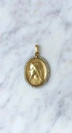 Médaille Vierge or et perles fines