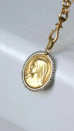 Médaille Vierge or et perles fines