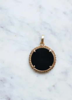 Médaille Zodiaque Poissons, or rose et onyx