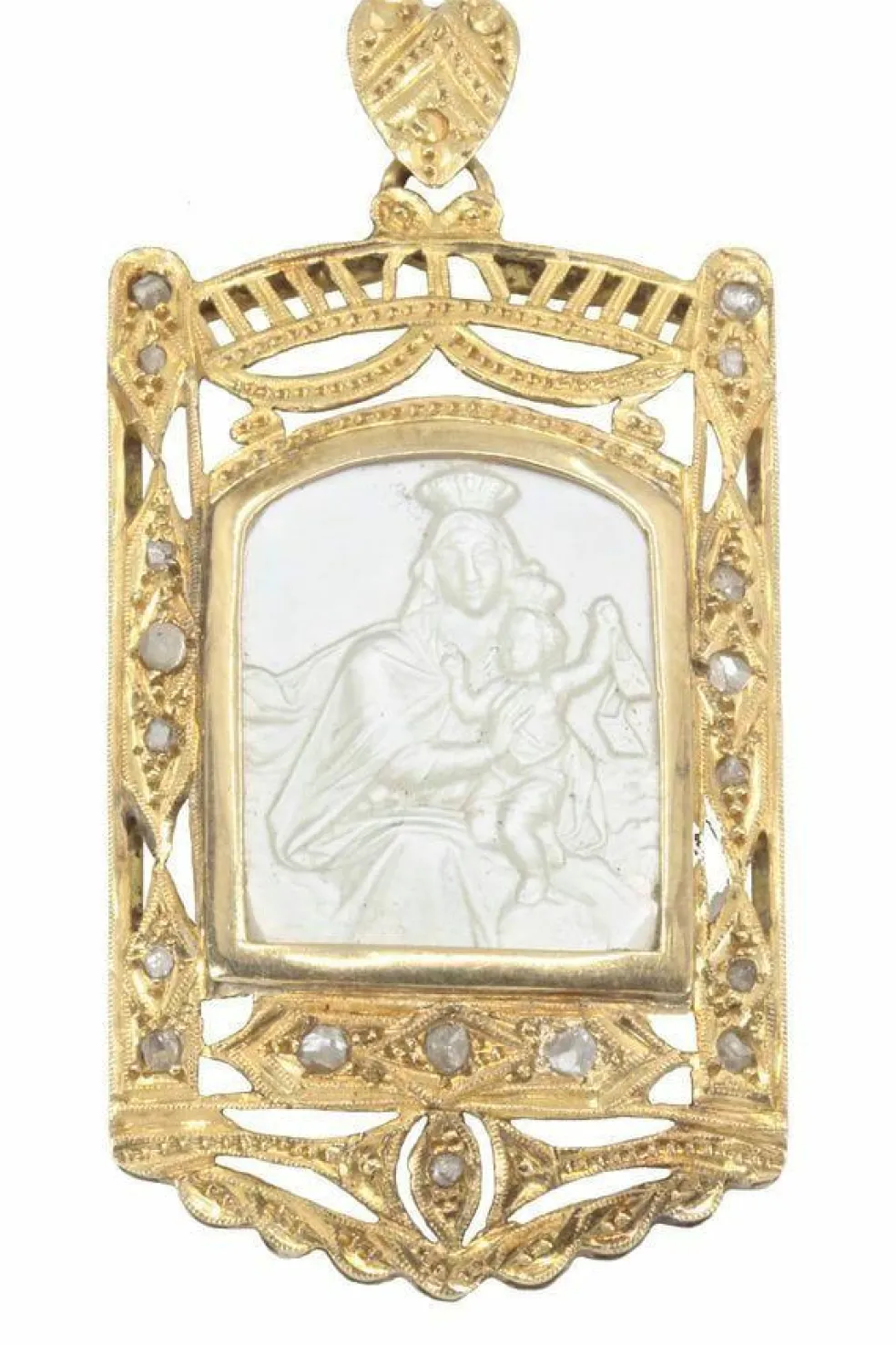 MÉDAILLE VIERGE A L'ENFANT AU SCAPULAIRE ART-NOUVEAU