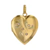 Médaillon ancien coeur perles fines or jaune et or vert