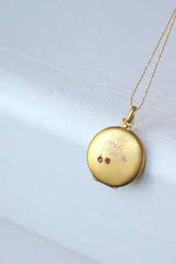 Médaillon ancien Hirondelle et Cerises