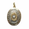 Médaillon ancien or, argent, et diamants