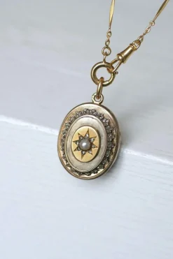 Médaillon ancien or, argent, et diamants