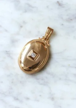 Médaillon ancien or rose et diamant