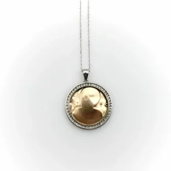 Médaillon miniature en émail victorien en or 14 carats avec chaîne en or 14 carats