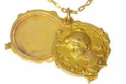 Médaillon or, avec diamants