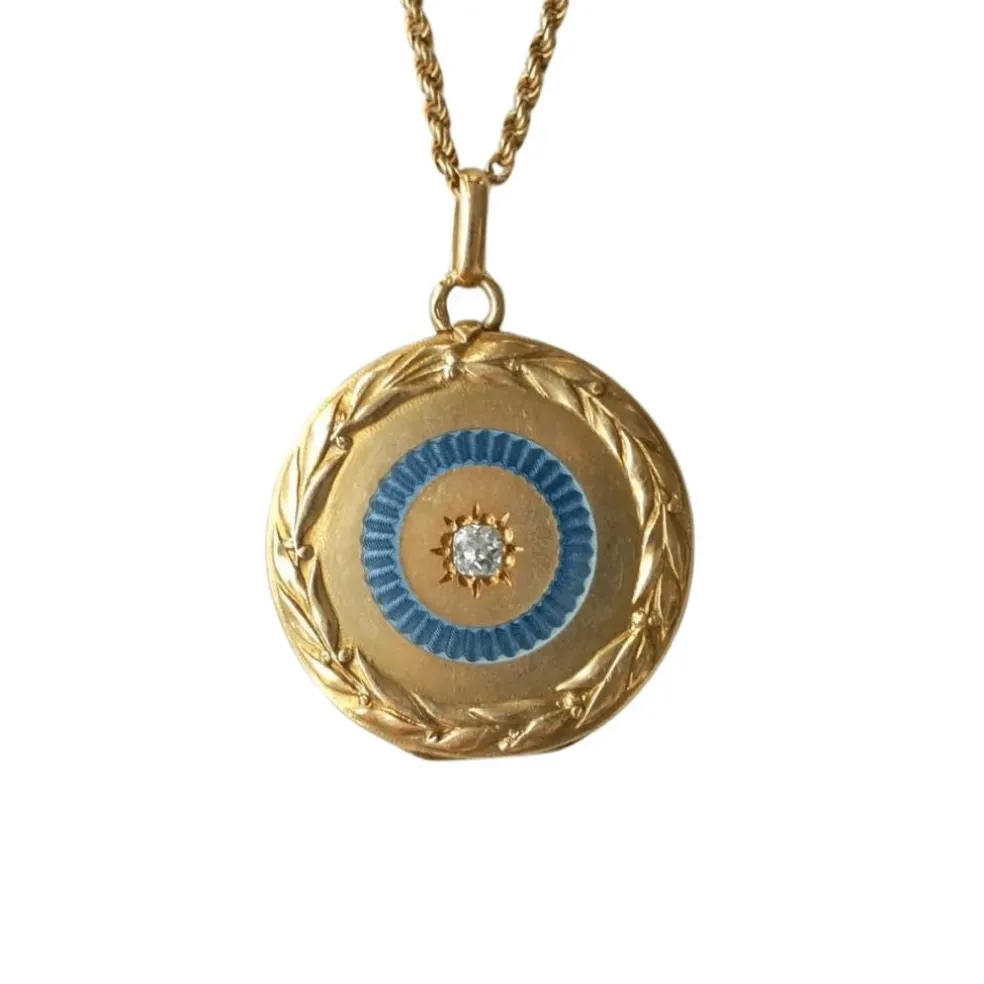 Médaillon or Jaune diamant et perles