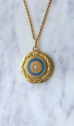 Médaillon or Jaune diamant et perles