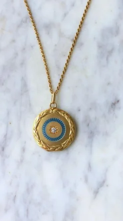 Médaillon or Jaune diamant et perles