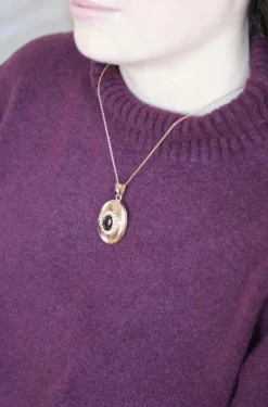 Médaillon or rose ancien cabochon grenat et perles
