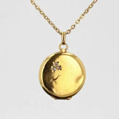 Médaillon pendentif ancien or diamants