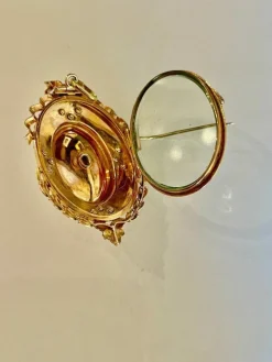 Médaillon Porte Souvenir Or et Perles Fines