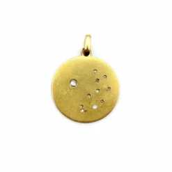médaillon étoile, lune et blé en or avec diamants