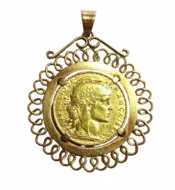 Medaille porte-pièce Marianne-coq