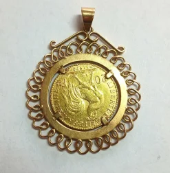 Medaille porte-pièce Marianne-coq
