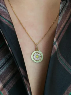 Medaille vintage Je t’aime or jaune émail
