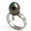 MEL'S bague or gris, perle noire et diamants