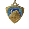 MONIER rare pendentif ancien Cœur chaumière émail plique à jour or
