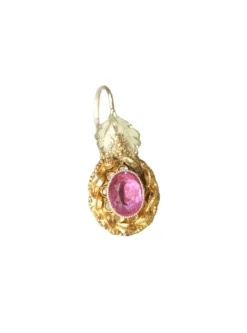 Mono boucle d'oreille ancienne or et pierre rose