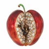 Énorme pendentif pomme et vers diamants or jaune