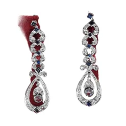 ORECCHINI en or blanc avec diamants et safran