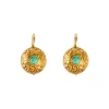 Paire boucles oreilles turquoise or jaune