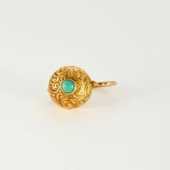 Paire boucles oreilles turquoise or jaune