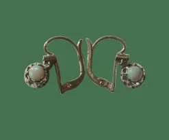 Paire de boucles d’oreilles dormeuses trembleuses opale