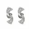 Paire de boucles d'oreilles or gris et diamants
