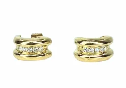 Paire de boucles d’oreilles en or jaune 18 carats et diamants