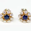 Paire de Boucles d'Oreilles Marguerite Saphir et Diamants