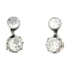 Paire de boucles d'oreilles dormeuses en or rose, platine et diamants taille ancienne.