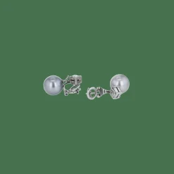 Paire de boucles d'oreilles diamants en or blanc avec deux perles Tahiti.