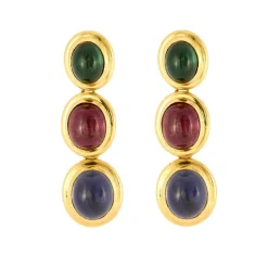 Paire de boucles d’oreilles sertie de pierres fines cabochon