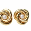 Paire de boucles d'oreilles en or jaune et perle de culture
