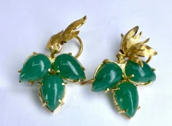 Paire de boucles d’oreilles Or jaune Aventurines