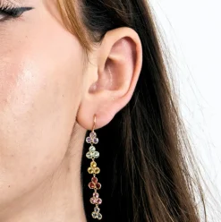 Paire de boucles d’oreilles saphirs multicolores