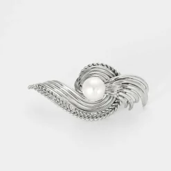Paire de Boucles d’oreilles or gris et perle