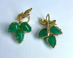 Paire de boucles d’oreilles Or jaune Aventurines
