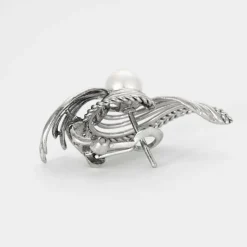Paire de Boucles d’oreilles or gris et perle