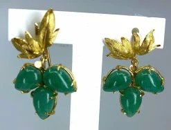 Paire de boucles d’oreilles Or jaune Aventurines