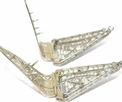 Paire de boucles d'oreilles à transformation platine et diamants