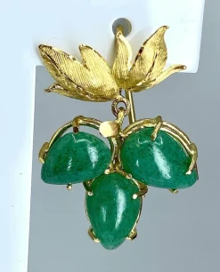 Paire de boucles d’oreilles Or jaune Aventurines