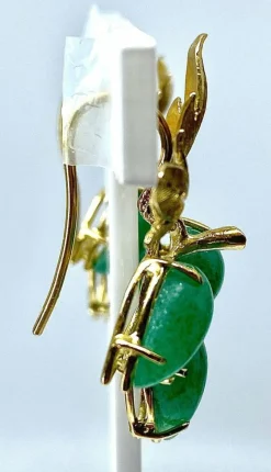 Paire de boucles d’oreilles Or jaune Aventurines