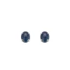 Paire de boutons d'oreilles en or blanc ornées de deux saphirs