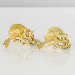 Paire de Broches Castors en or